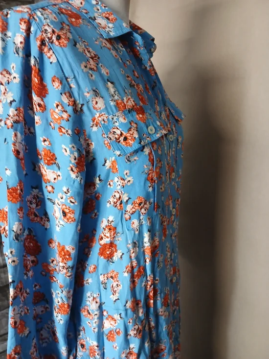 Lucky Brand Blue Maxi Dress with Red Floral Print - Picture 7 of 10